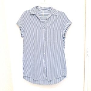 Zara Striped Button Down Sleeveless Shirt